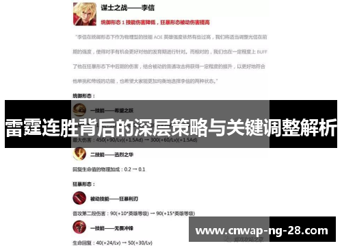 雷霆连胜背后的深层策略与关键调整解析